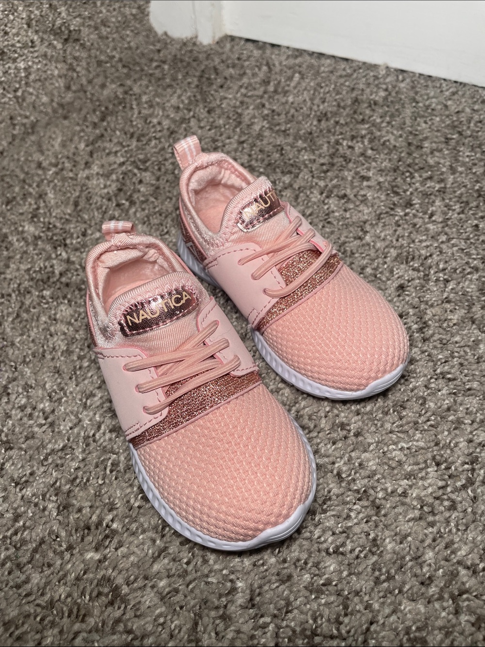 Nautica Kids Pink Glitter Trim Athletic Sneakers